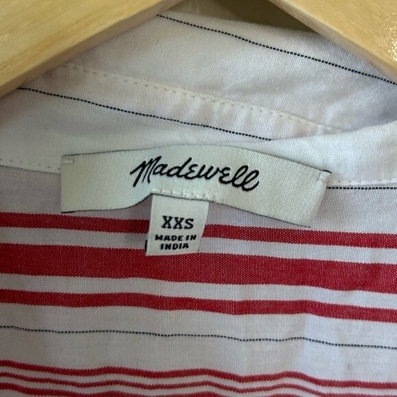 Madewell Central Ruffle-Sleeve Button Down Shirt in Carey Stripe Size XXS - Picture 3 of 5